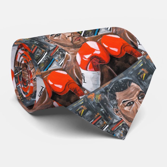 The Champ Painting by Alfred Fox Neck Tie (Rolled)