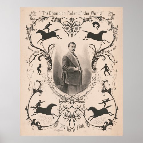 The Champion Rider Of The World Charles W Fish Poster