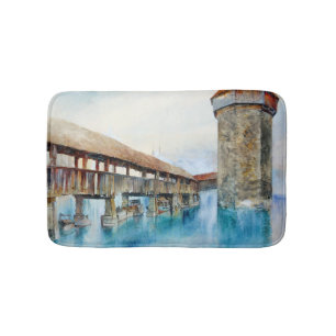 The Chapel Bridge in Lucerne (Switzerland) Bath Mat