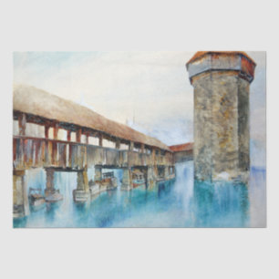 The Chapel Bridge in Lucerne (Switzerland) Tissue Paper