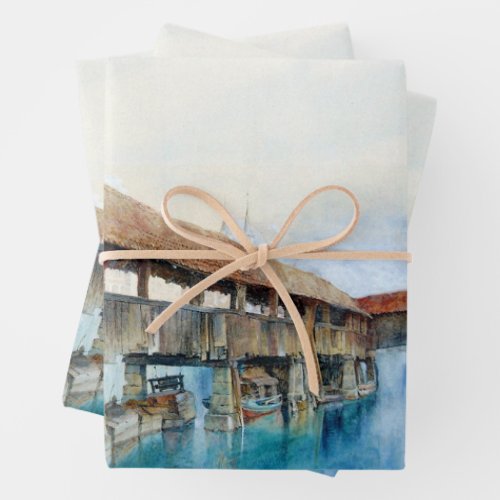 The Chapel Bridge in Lucerne Switzerland Wrapping Paper Sheets