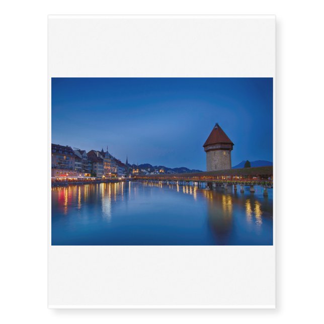 The Chapel Bridge in Lucerne Temporary Tattoos (Front)