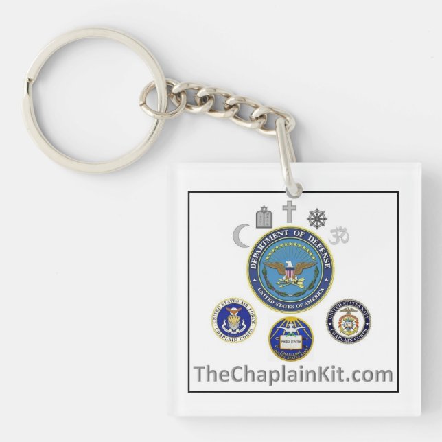 The Chaplain Kit square key chain (Front)