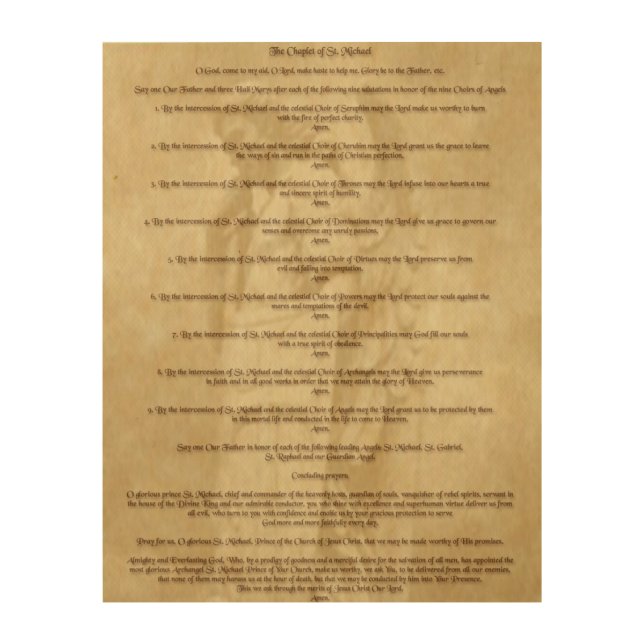 The Chaplet of St. Michael Wood Wall Art (Front)