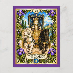 The Chariot Cat Tarot - Triumph and Willpower Postcard