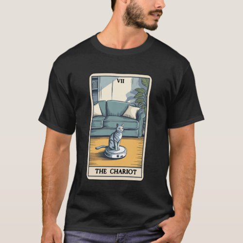 The Chariot Robot Vacuum Cleaner Cat Funny Tarot C T-Shirt