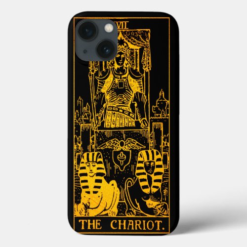The Chariot Tarot Card  Gold And Black  Major Ar iPhone 13 Case