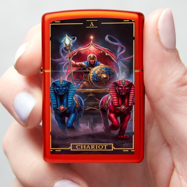 The Chariot Tarot Card Zippo Lighter (In Hand)