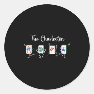 The Charleston Mahjong, Funny Mahjong Dance  Classic Round Sticker
