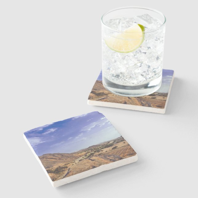 The charming beauty of desert nature under a blue  stone coaster (Side)