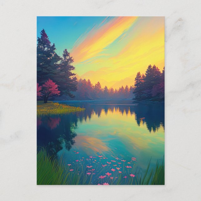 The Charming River Bathed in Majestic Twilight Postcard (Front)