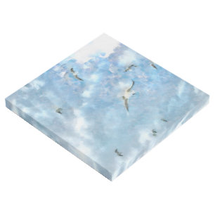The Chasers Seagulls In Flight Cerulean Watercolor Gallery Wrap