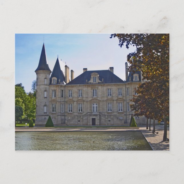The Chateau Pichon Longueville Baron and pond Postcard (Front)