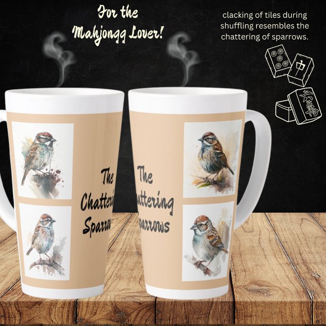The Chattering Sparrows - Mahjongg Reference Latte Mug (Creator Uploaded)