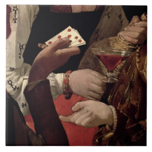 The Cheat with the Ace of Diamonds, detail of the Ceramic Tile