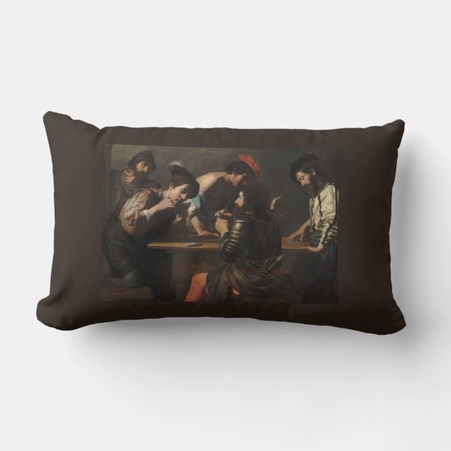 The Cheats, Mercenary Soldiers Playing Cards Lumbar Pillow (Front)
