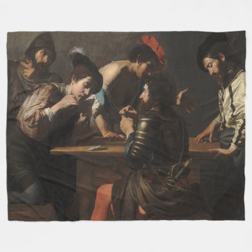 The Cheats Soldiers Playing Cards and Dice Fleece Blanket