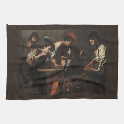 The Cheats Soldiers Playing Cards and Dice Kitchen Towel