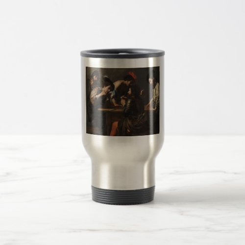 The Cheats Soldiers Playing Cards and Dice Travel Mug