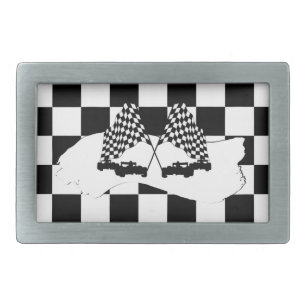 The Checker Flag and Race Cars Belt Buckle
