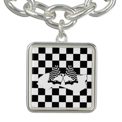 The Checker Flag and Race Cars Bracelet