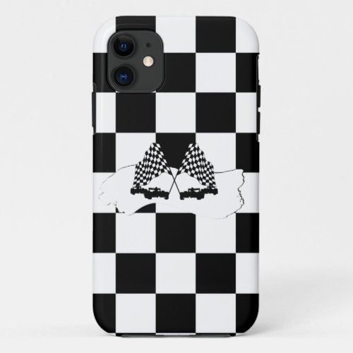 The Checker Flag and Race Cars iPhone 11 Case