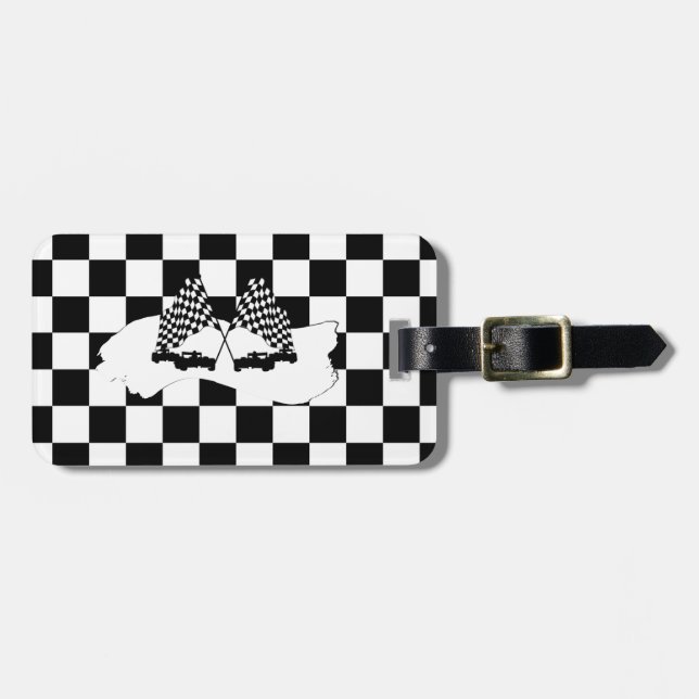The Checker Flag and Race Cars Luggage Tag (Front Horizontal)