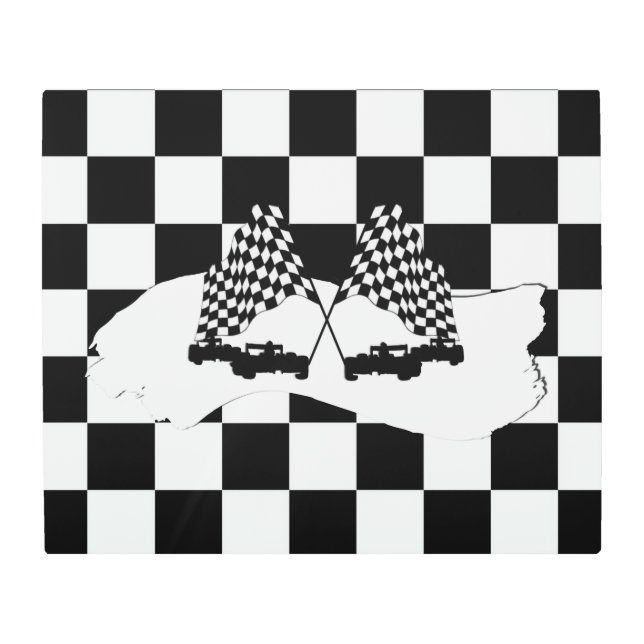 The Checker Flag and Race Cars Metal Print (Front)