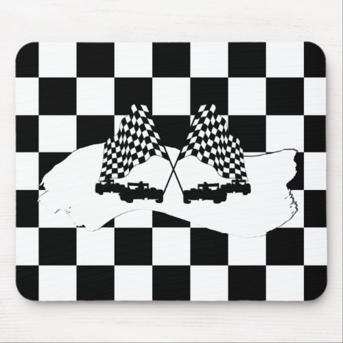 The Checker Flag and Race Cars Mouse Pad