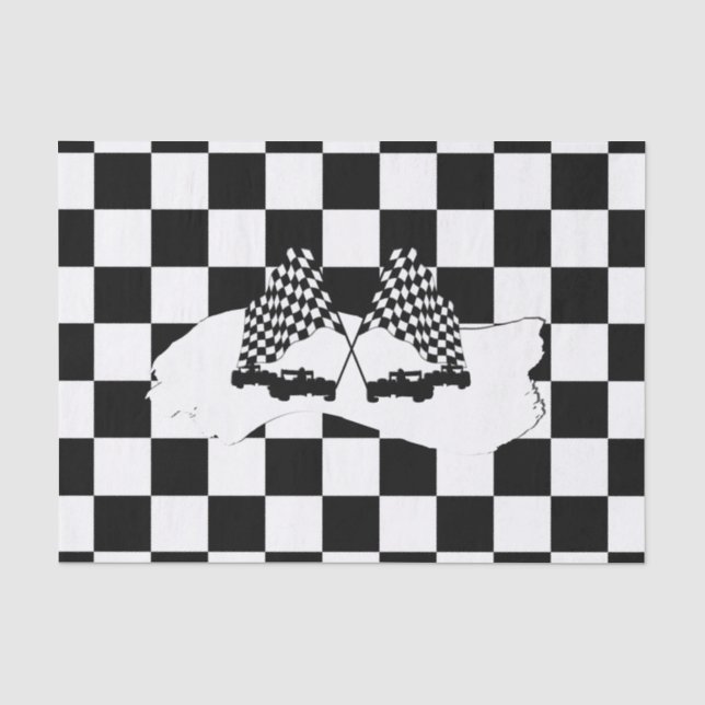 The Checker Flag and Race Cars Reserved Tissue Paper (Front)