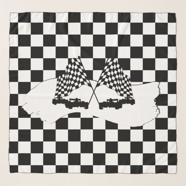 The Checker Flag and Race Cars Scarf (Front)