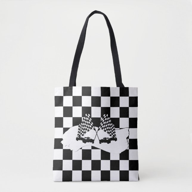 The Checker Flag and Race Cars Tote Bag (Front)