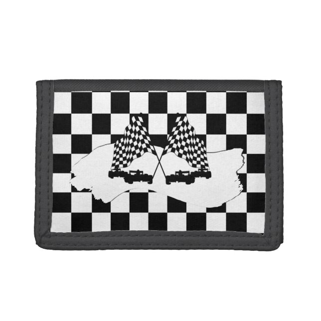 The Checker Flag and Race Cars Trifold Wallet (Front)
