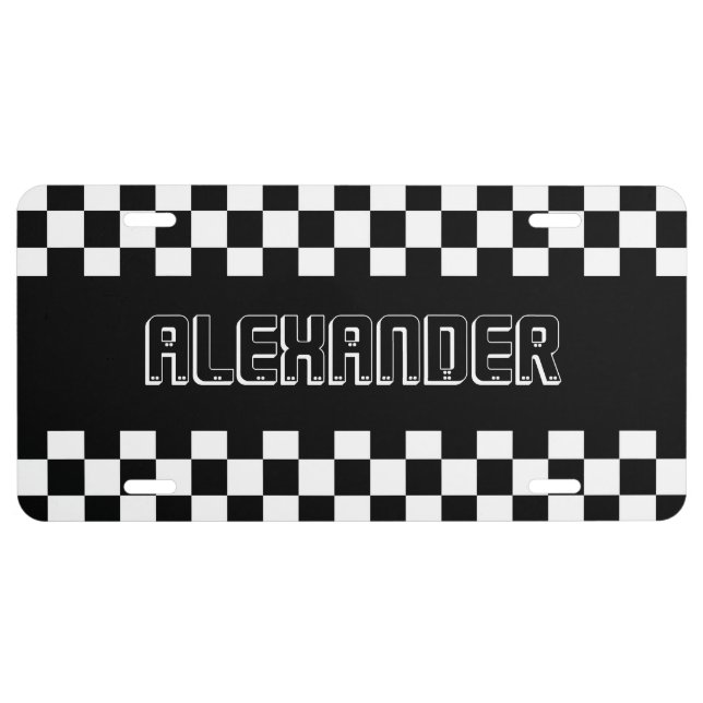 The Checker Flag Name License Plate (Front)