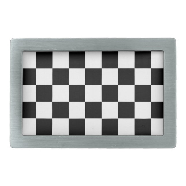 The Checker Flag Rectangular Belt Buckle (Front)