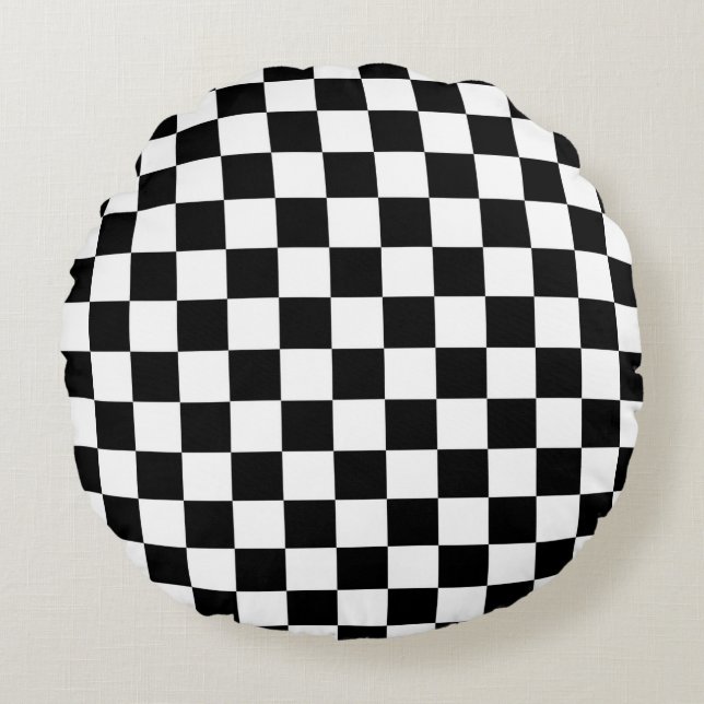 The Checker Flag Round Pillow (Front)