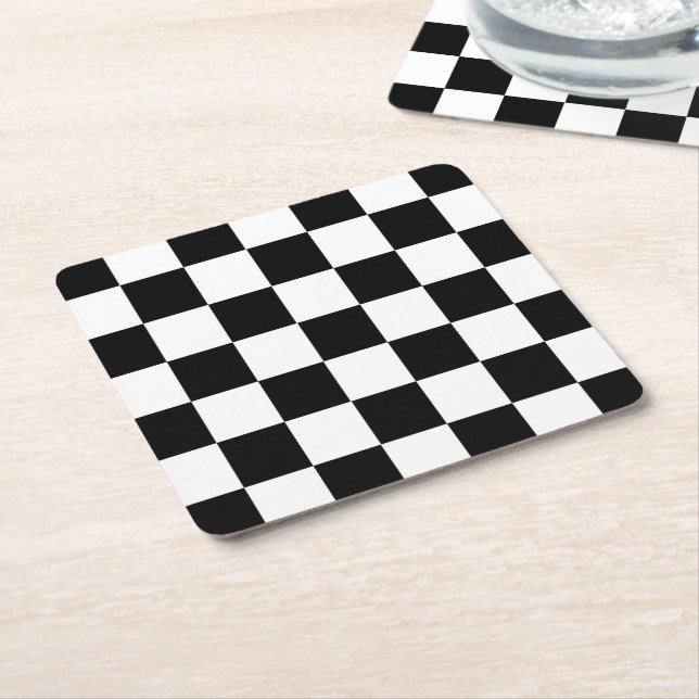 The Checker Flag Square Paper Coaster (Angled)