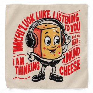 The cheese has a friendly face bandana