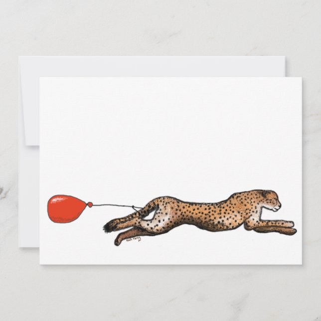 The Cheetah And The Red Balloon Party Invitation (Front)