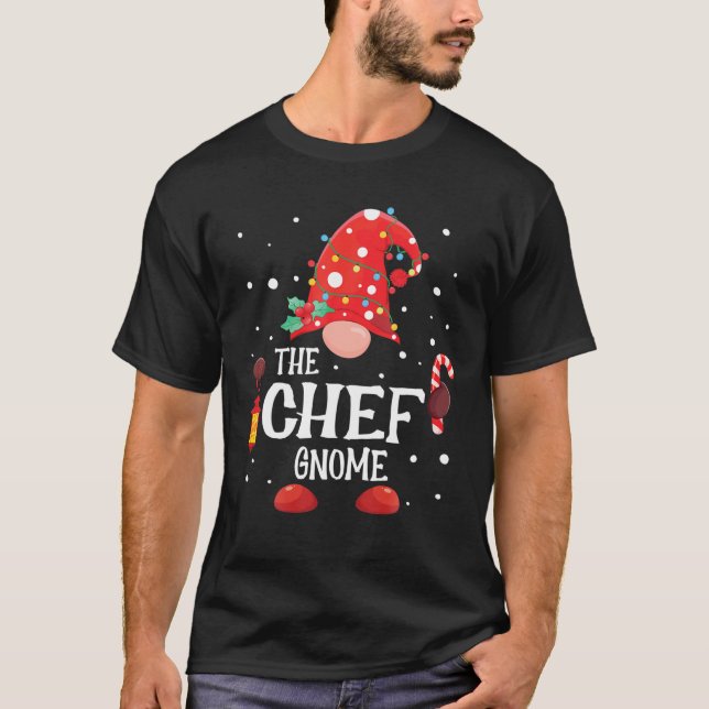 The Chef Gnome Matching Family Christmas Gnome Paj T-Shirt (Front)