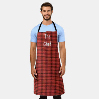 The Chef Red Weave Pattern Look Aprons