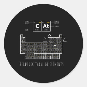 The Chemistry Cat, Periodic Table Of Elements  Classic Round Sticker