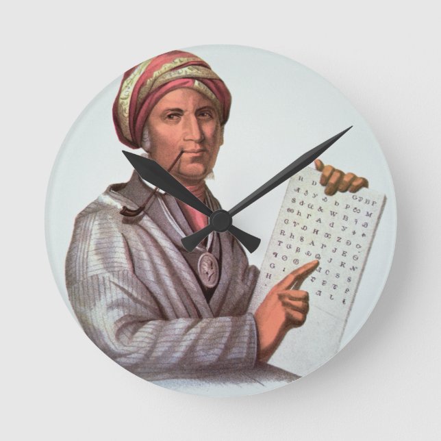 The Cherokee Scholar, Sequoyah (1776-1843) (colour Round Clock (Front)