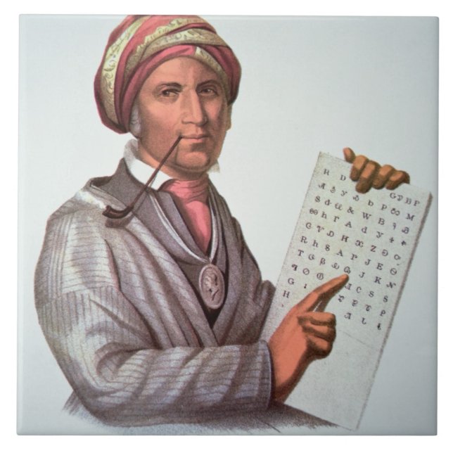 The Cherokee Scholar, Sequoyah (1776-1843) (colour Tile (Front)