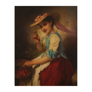The Cherry Girl by Adolphe Piot Wood Wall Art