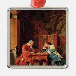 The Chess Players, 1856 Metal Ornament
