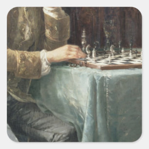 The Chess Players, 1887 Square Sticker