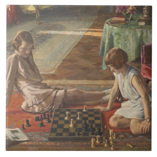 The Chess Players by John Lavery Ceramic Tile