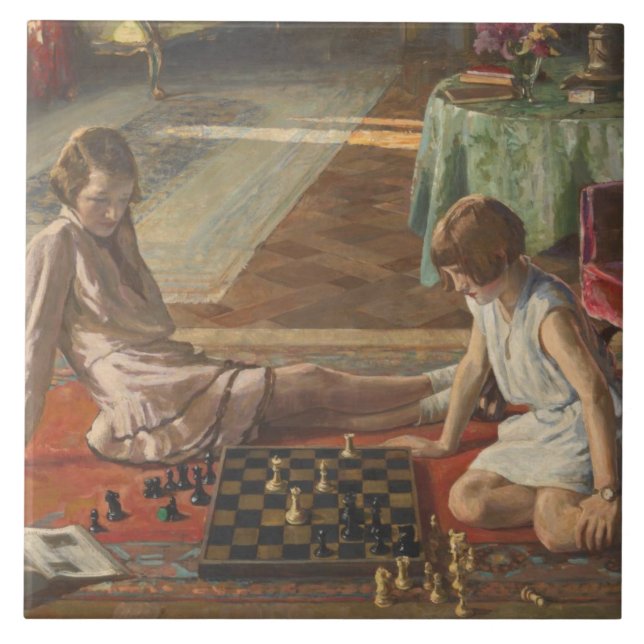 The Chess Players (by John Lavery) Ceramic Tile (Front)