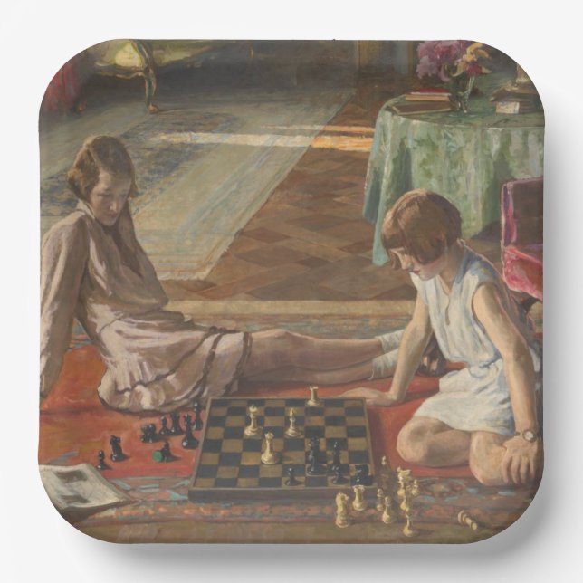 The Chess Players (by John Lavery) Paper Plates (Front)